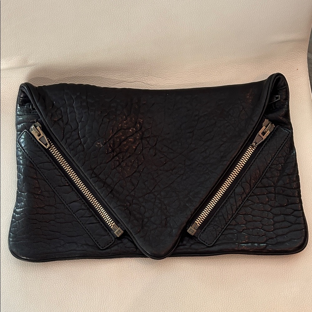 Alexander Wang Leather Black Clutch with Zippers